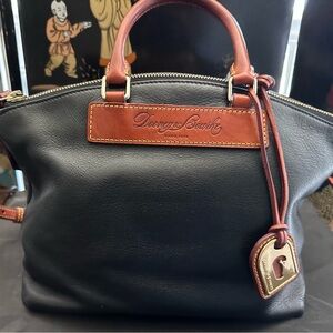Dooney & Bourke Black Leather Domed Satchel Bag Florentine Vacchetta Dillen II